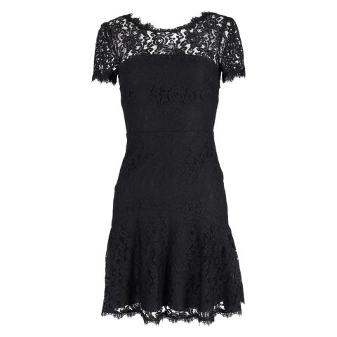 Diane von Furstenberg Fifi Mini Lace Dress in Black Rayon