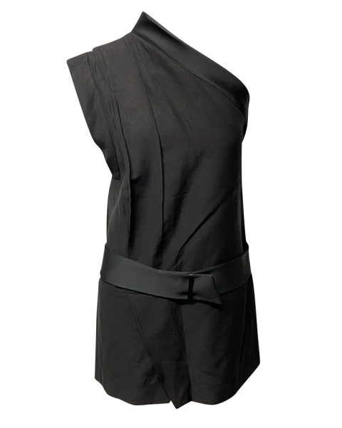 Isabel Marant Ormand One Shoulder Dress in Black Wool 7766524723260
