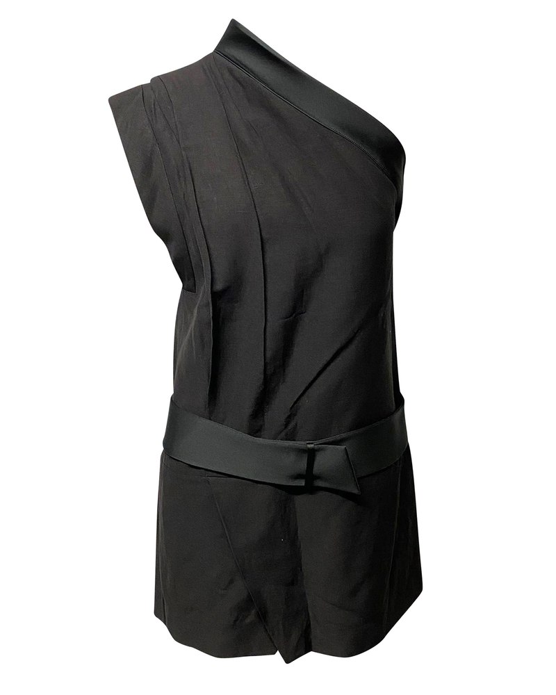 Isabel Marant Ormand One Shoulder Dress in Black Wool 7766524723260