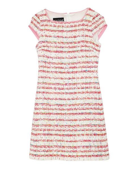 Boutique Moschinio Striped Tweed Dress In Pink Cotton 7766527934524