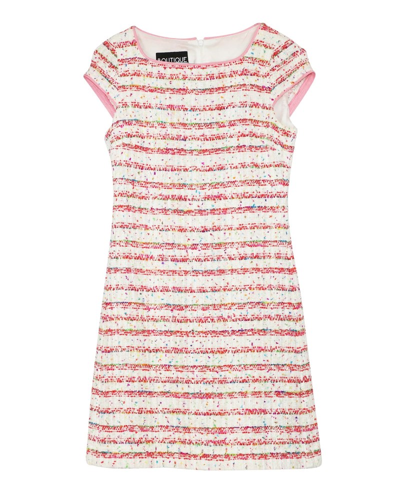 Boutique Moschinio Striped Tweed Dress In Pink Cotton 7766527934524
