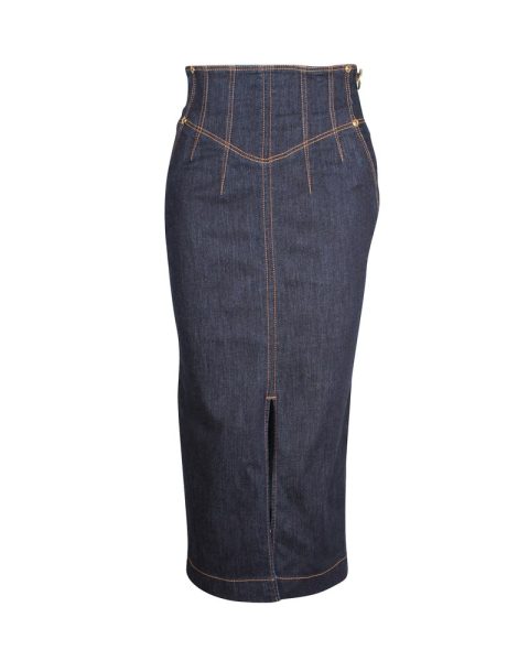 Versace Jeans Couture Midi Skirt in Blue Cotton 7766525968444