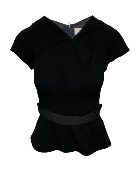Peter Pilotto Peplum Top in Black Wool 7766525050940