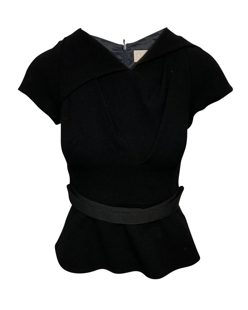 Peter Pilotto Peplum Top in Black Wool 7766525050940