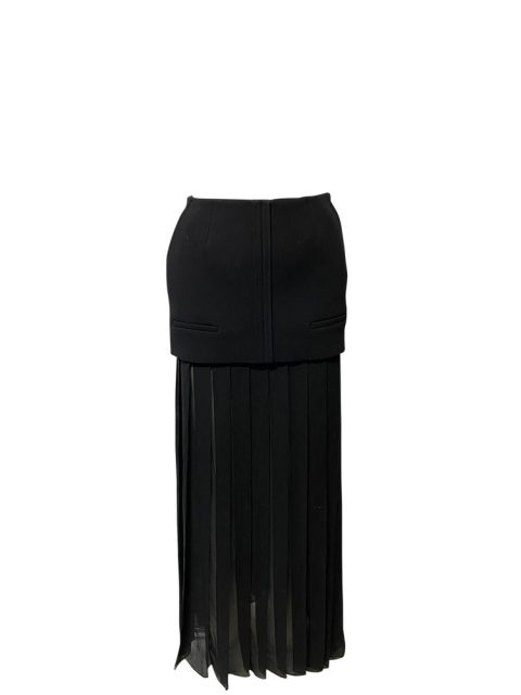 Vera Wang Pleated Maxi Skirt in Black Acetate 7766526427196