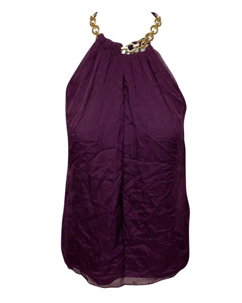 Diane von Furstenberg Chain-Neck Halter Top in Purple Silk 7766520102972