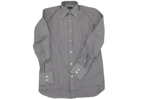 Tom Ford Striped Button Down Shirt in Black Print Cotton 7766520856636