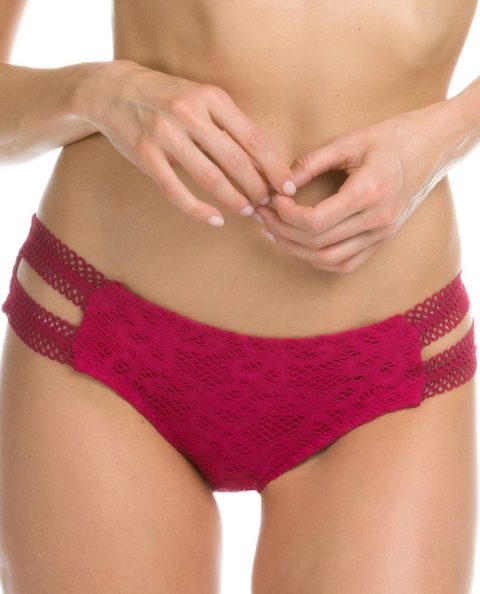 Women’s Lace American Hipster Bikini Bottom In Raspberry 7676579283004