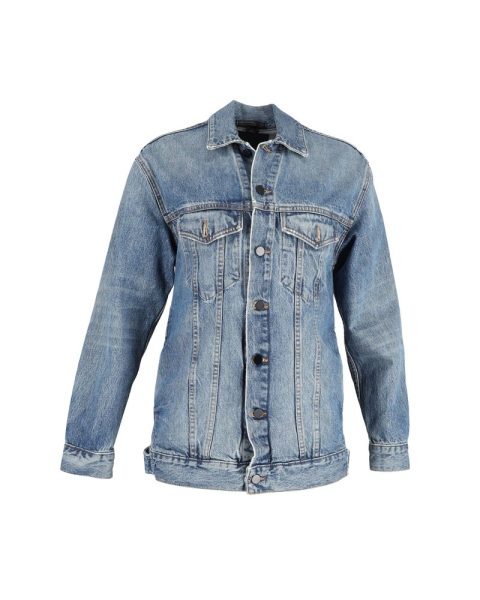 Alexander Wang Daze Oversized Denim Jacket in Blue Cotton 7766529540156