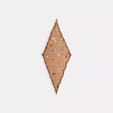 Coach Outlet Signature Sticker Print Silk Diamond Scarf