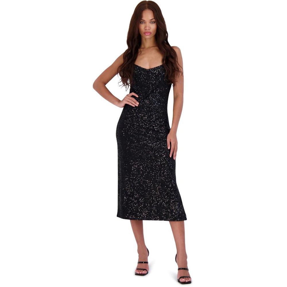 Sequined Sleeveless V-Neck Midi Dress