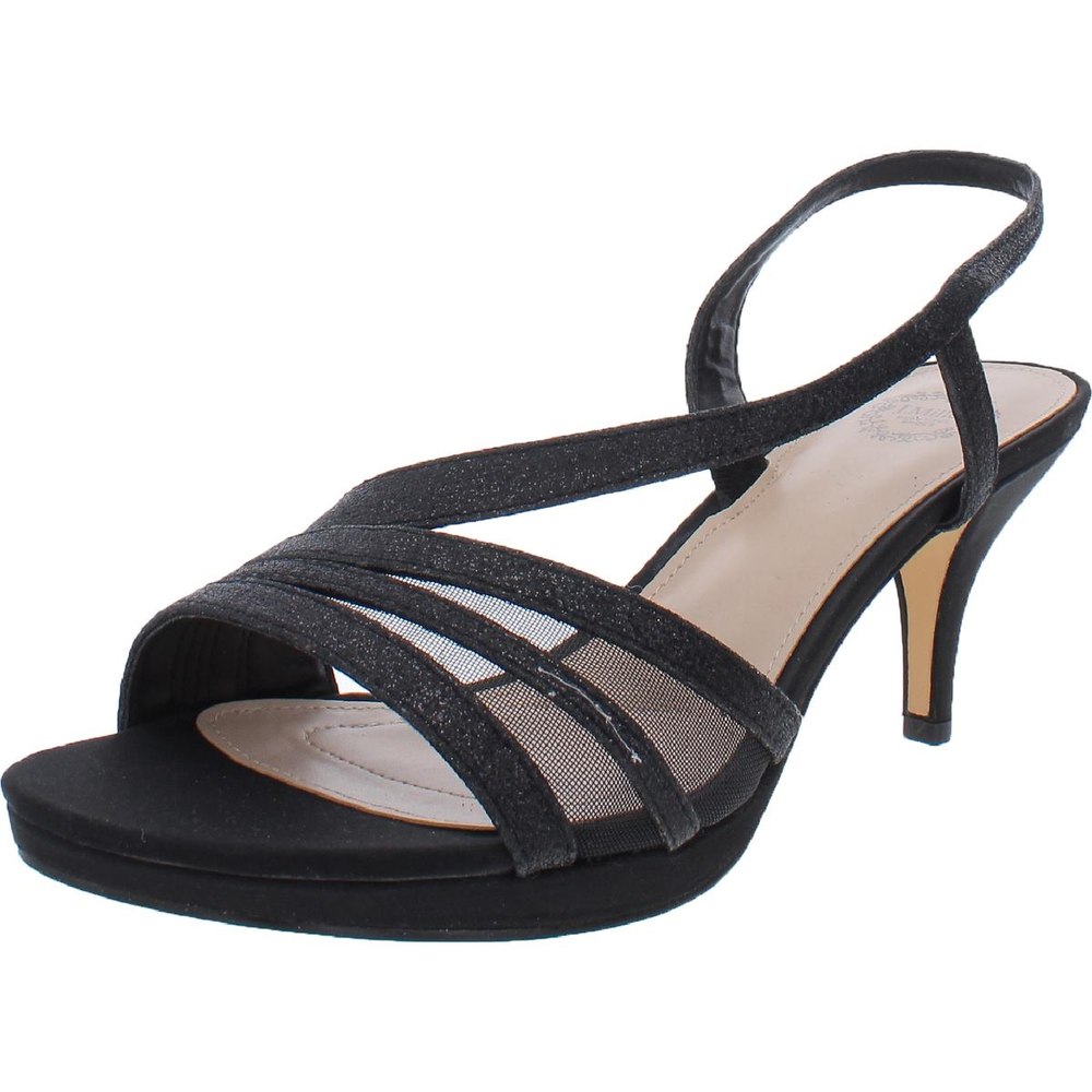 Nannett Glitter Slip-On Open-Toe Heels