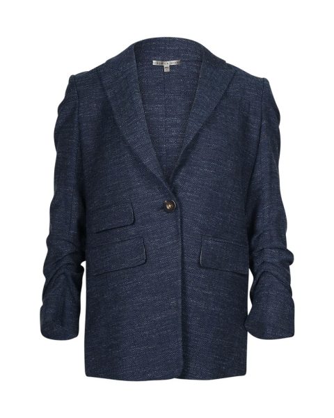 Veronica Beard Martel Dickey Herringbone Blazer in Blue Virgin Wool 7766532587580