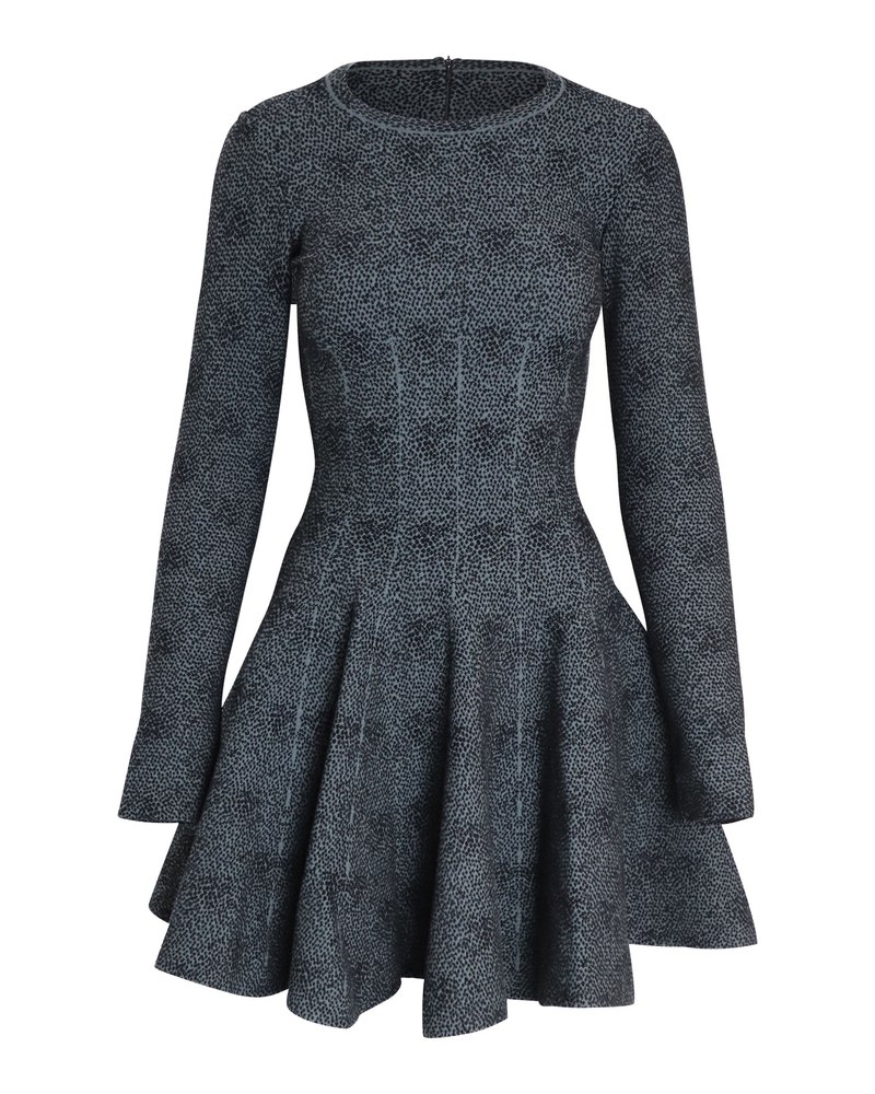 Alaia Speckled Fit and Flare Mini Dress in Multicolor Viscose 7766534193212