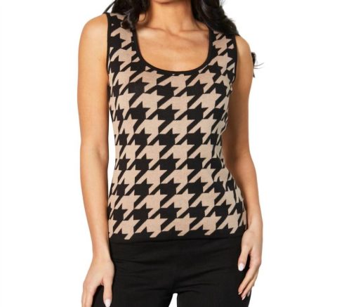 Houndstooth Tank In Black/sand
