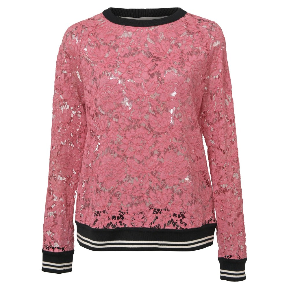 Valentino Lace Crew Neck Sweatshirt in Pink Cotton 7766532456508