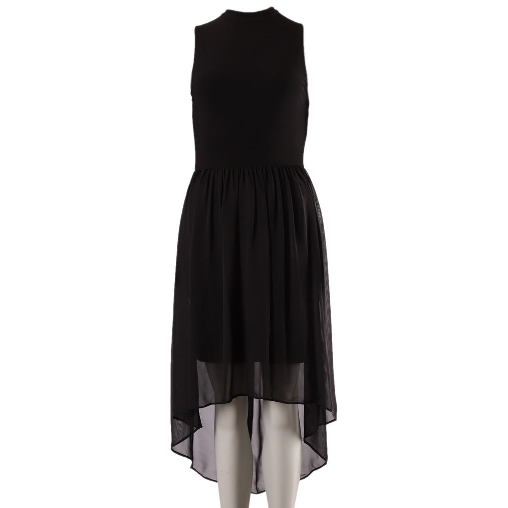 Alice & Olivia Asymmetric Hem Sleeveless Midi Dress in Black Polyester 7766535372860