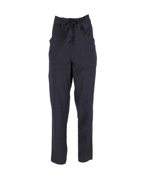 Isabel Marant Etoile Tie-Waist Trousers in Navy Blue Wool 7766536618044