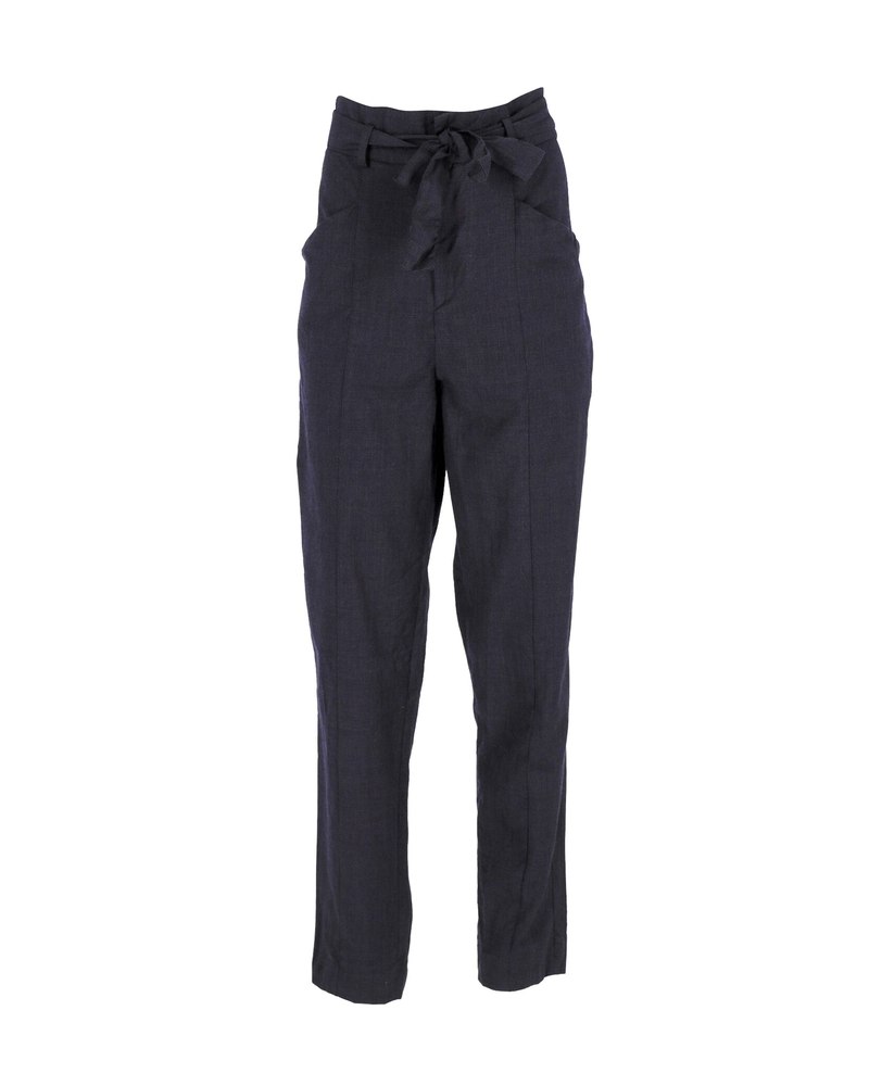 Isabel Marant Etoile Tie-Waist Trousers in Navy Blue Wool 7766536618044