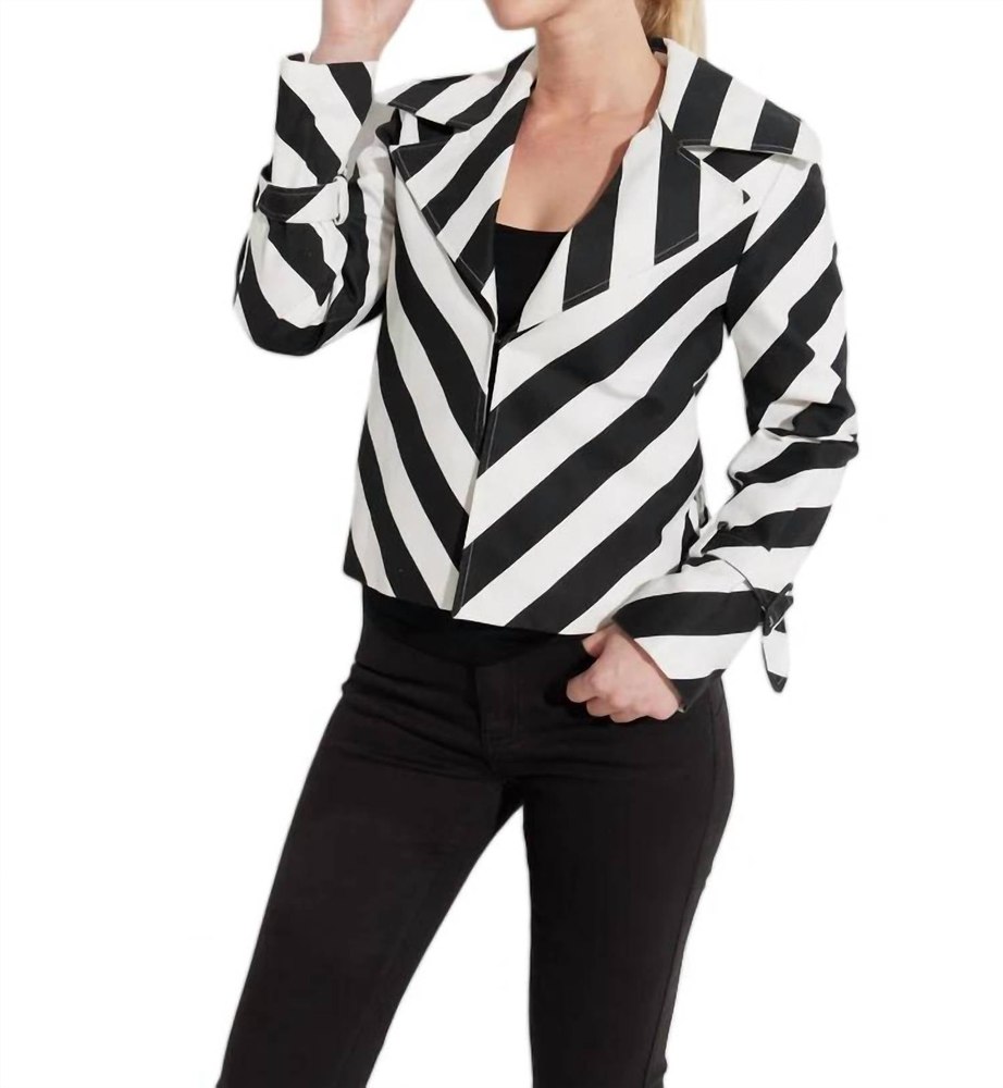 Bias Stripe Twill Jacket In Black/white 7676588326972