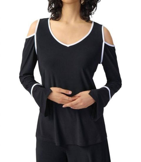 Open Shoulder Two-Tone Top In Black 7676602253372