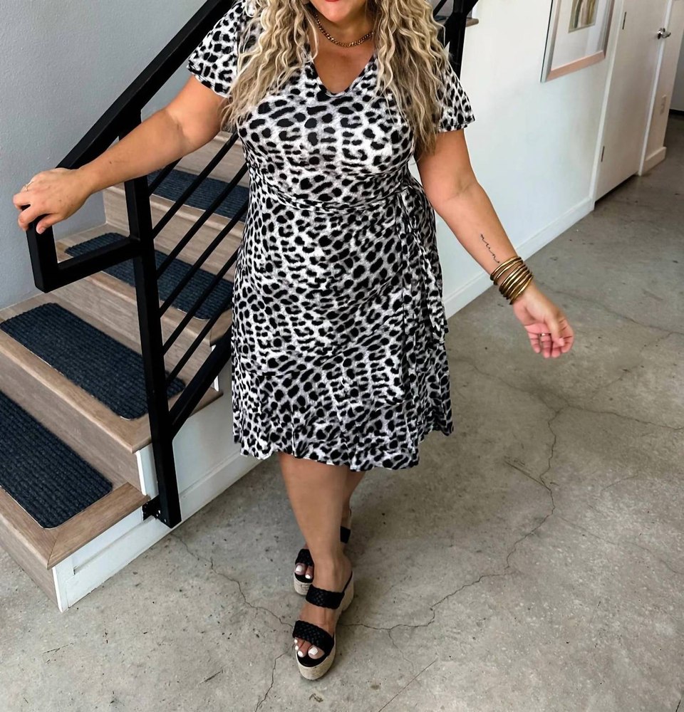 Let’s Get Wild Cheetah Dress In Grey Cheetah