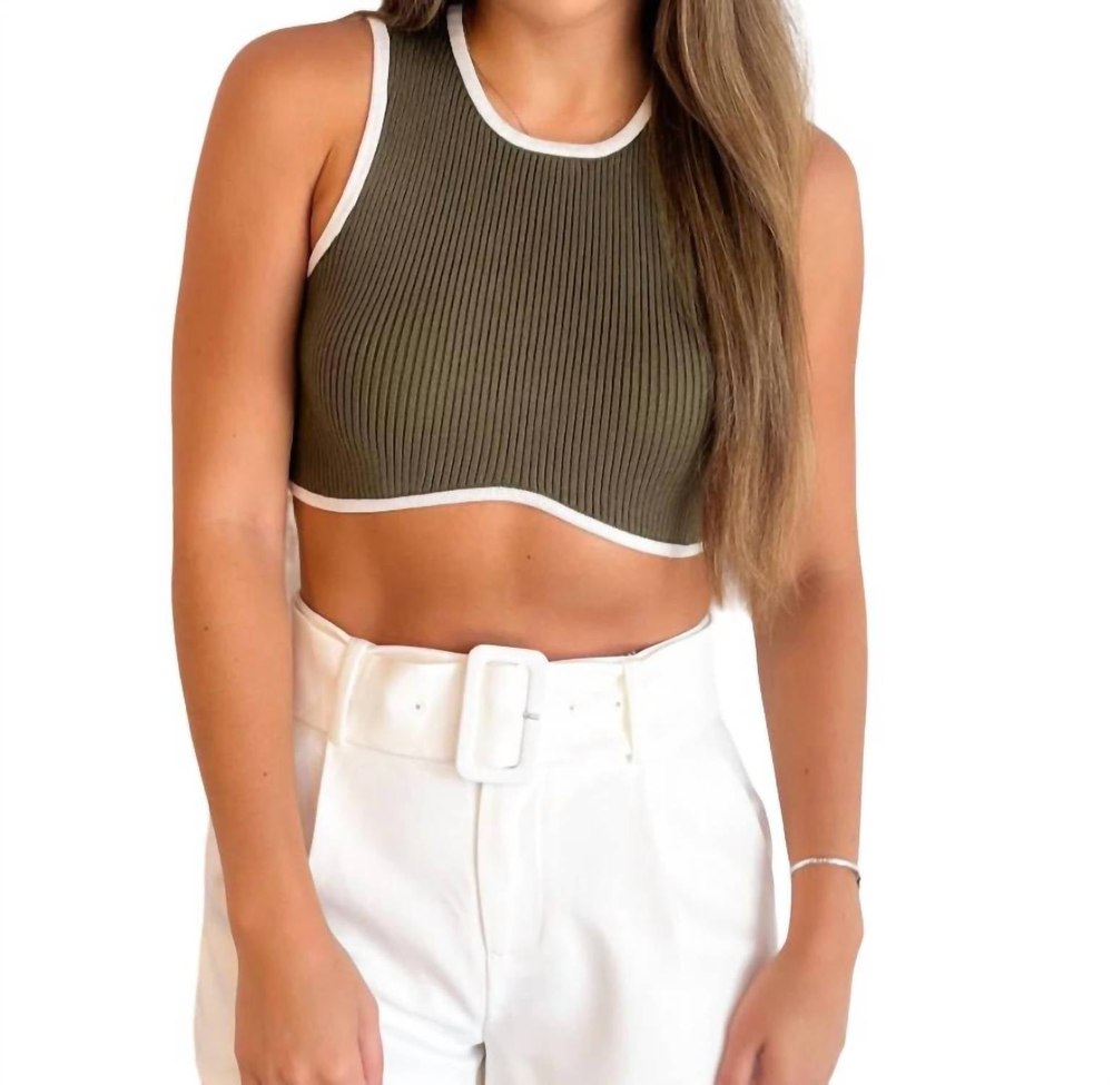 Departure Time Top In Olive 7676616933436