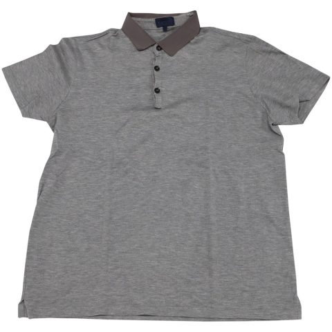 Lanvin Grosgrain Collar Polo Shirt in Gray Cotton 7766541205564