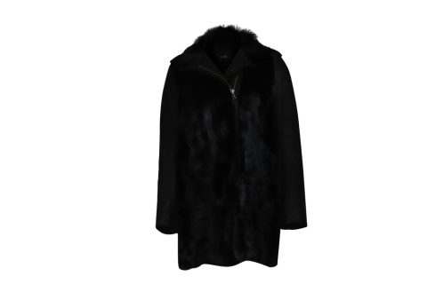 Maje Long Winter Coat in Black Fur 7766542286908