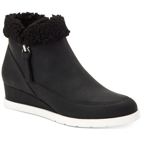 Danniee Faux Leather Ankle Boots Wedge Boots
