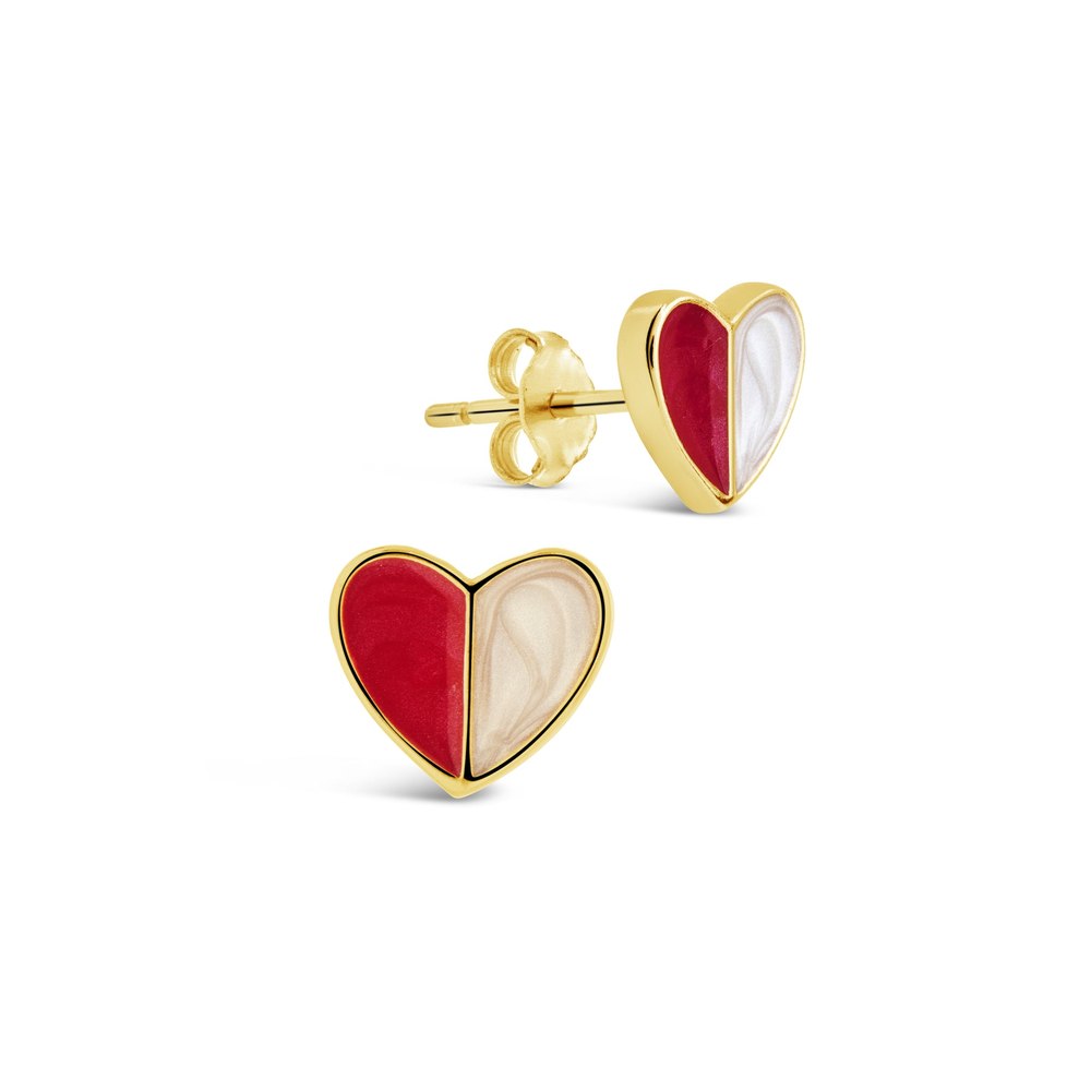 Sterling Silver Queen of Hearts Stud Earrings
