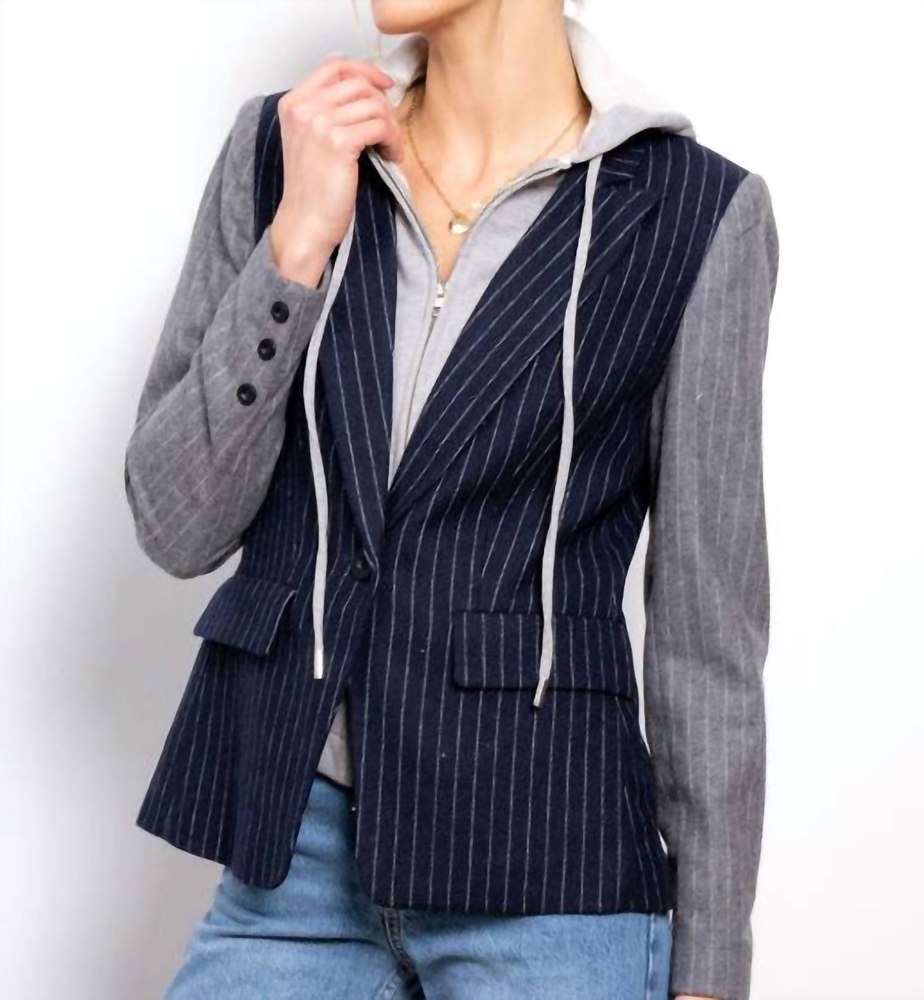Gene Pinstripe Dickey Jacket In Navy/grey