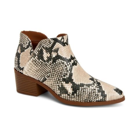 Vidyaa Faux Leather Block Heel Ankle Boots