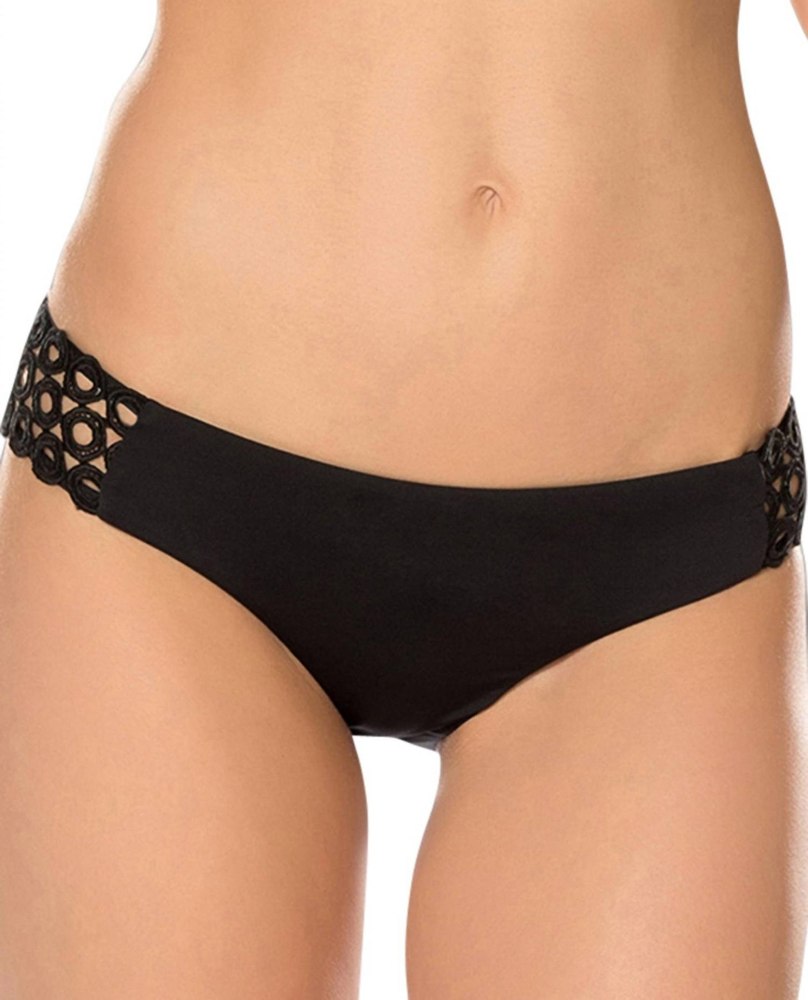 Women’s Siren Open Ringlet Hipster Bikini Bottom In Black 7676630761532
