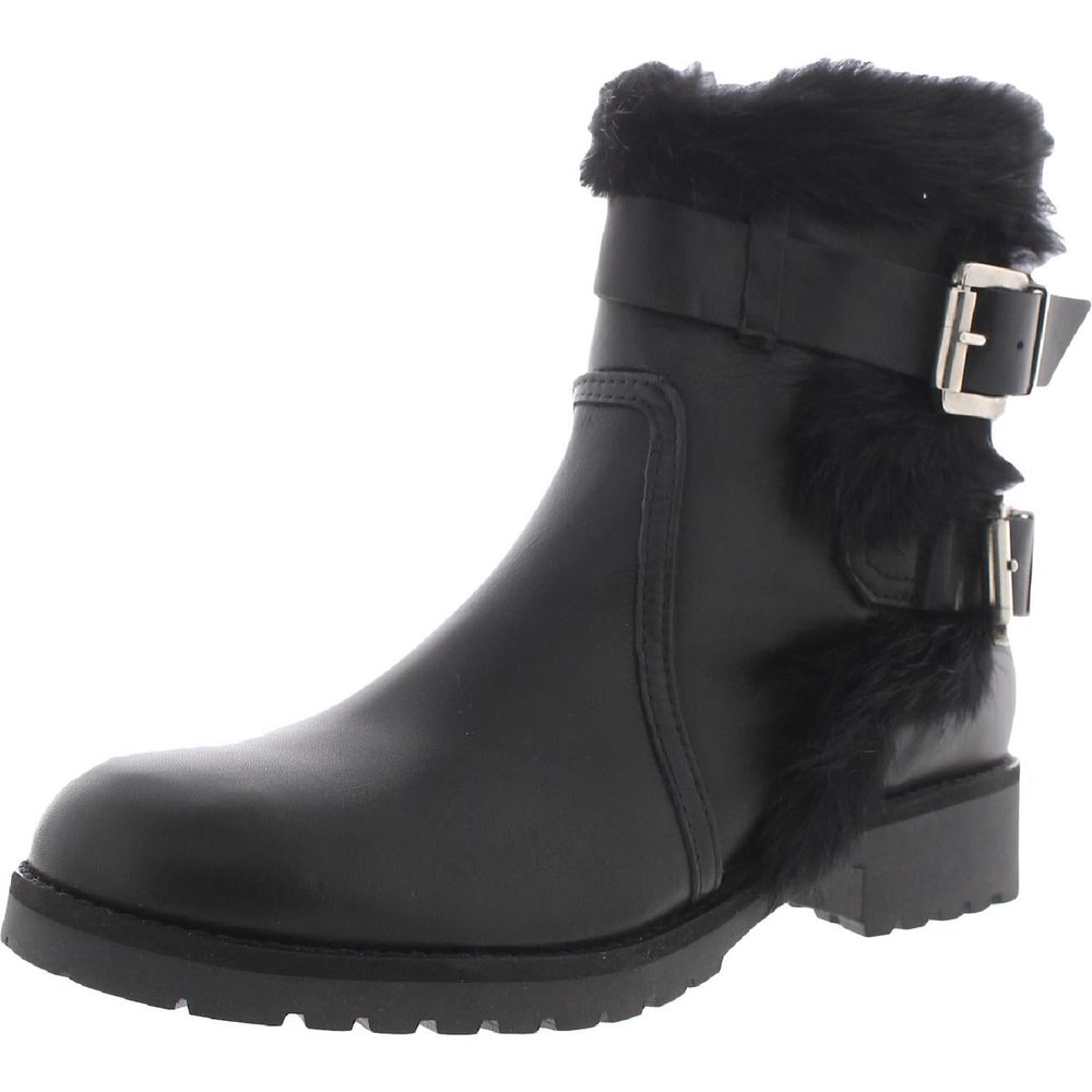Real Fur Round-toe Ankle Boots