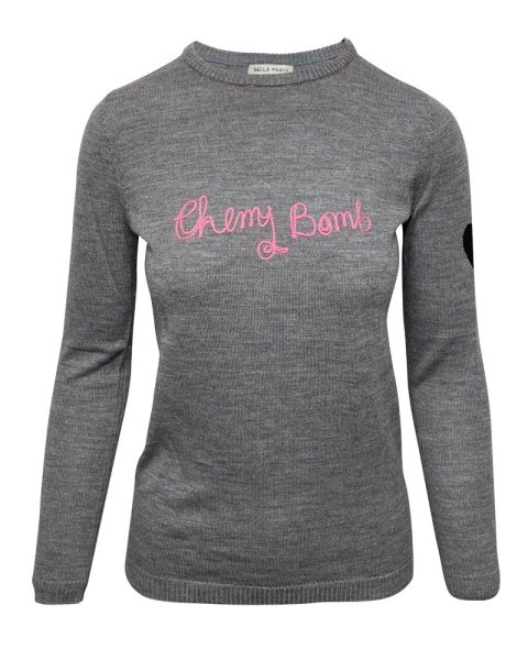Bella Freud Cherry Bomb Sweater in Grey Wool 7766543073340