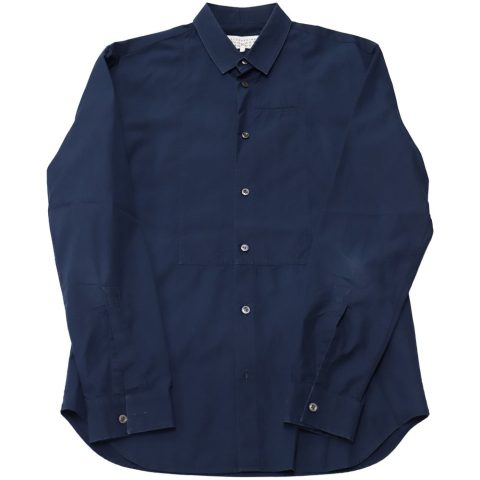 Maison Martin Margiela Bib Shirt in Navy Blue Cotton 7766543761468