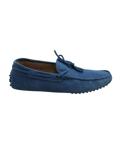 Tods Gommino Driving Shoes in Blue Suede 7766544154684