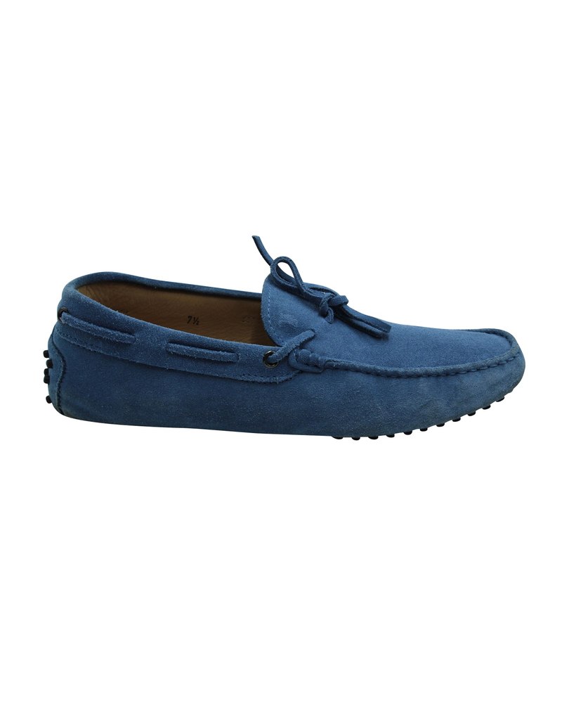 Tods Gommino Driving Shoes in Blue Suede 7766544154684