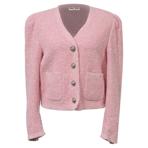 Miu Miu Tweed Jacket in Pink Wool 7766544810044