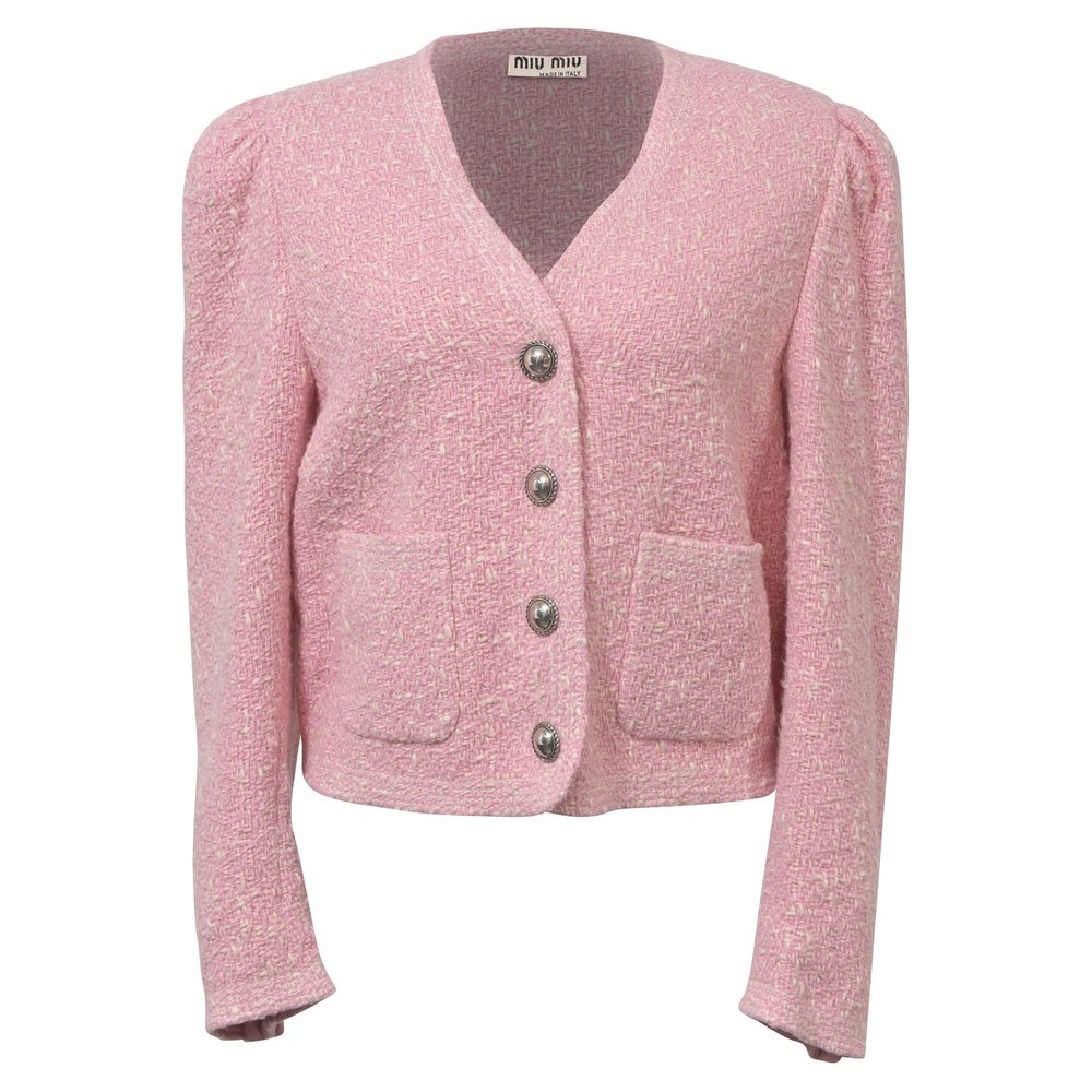 Miu Miu Tweed Jacket in Pink Wool 7766544810044