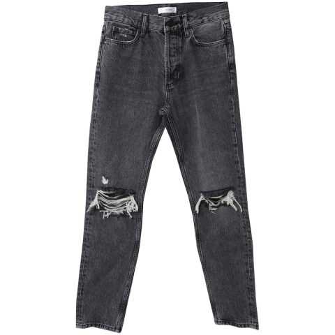 Anine Bing Distressed Cropped Jeans in Grey Cotton 7766543925308