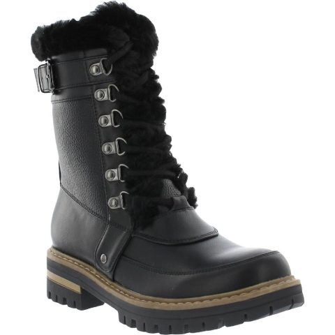 Kinsley Faux Leather Faux Fur Combat & Lace-up Boots