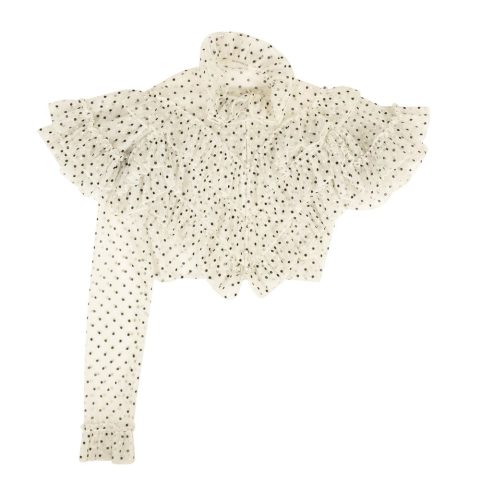 Rodarte Flocked Tulle One Sleeve Crop Top – White/Black