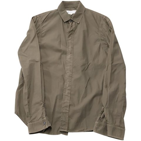 Maison Martin Margiela Concealed Placket Shirt in Khaki Cotton 7766546186300