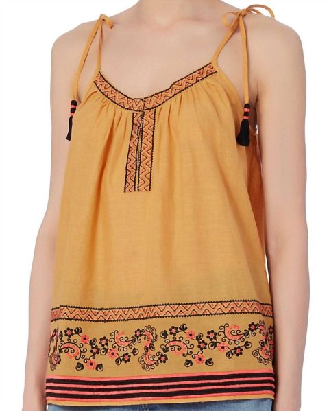 Women’s Embroidered Cotton Tank Top In Yellow 7676643311676