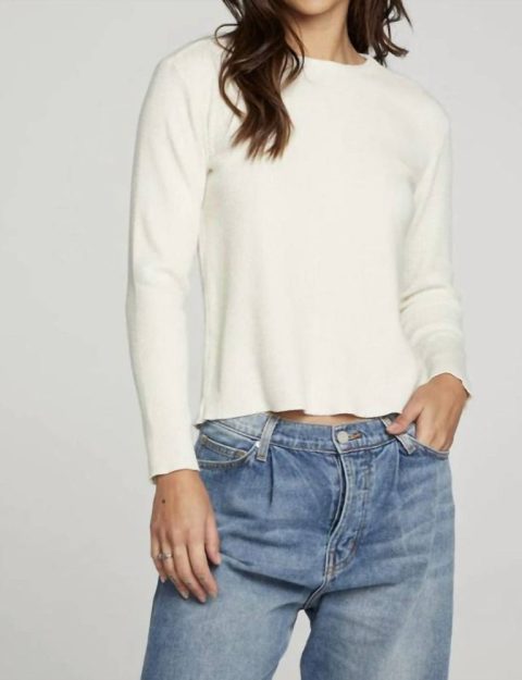 Long Sleeve Crew Neck Tee In Cream