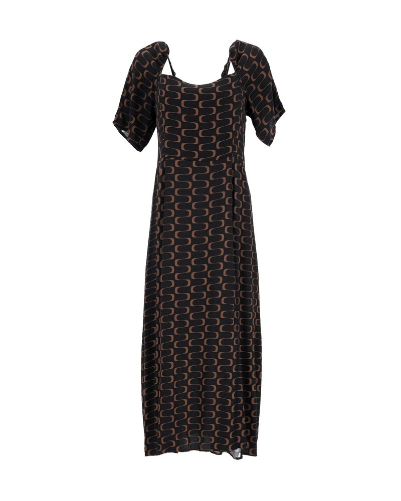 Reformation Printed Midi Dress in Black Viscose 7766545629244