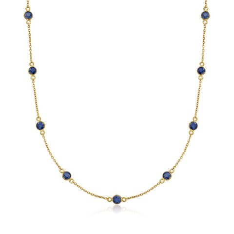 Ross-Simons Sapphire Station Necklace in 18kt Gold Over Sterling