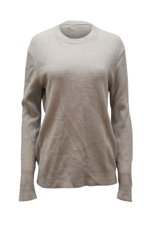 Theory Ribbed Crewneck Sweater in Grey Polyester 7766547300412